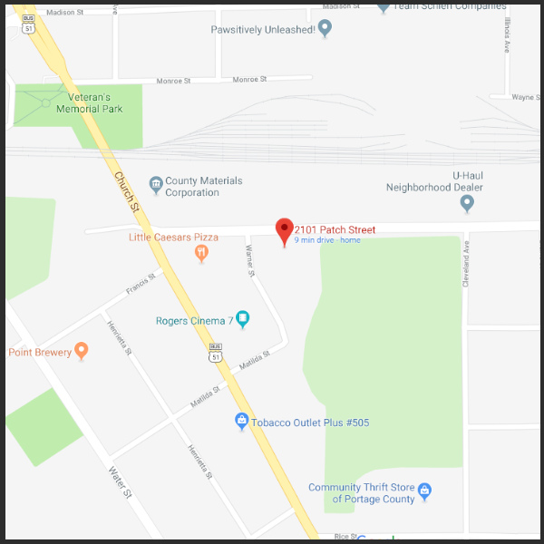 Map to Patch St Location in Stevens Point, WI